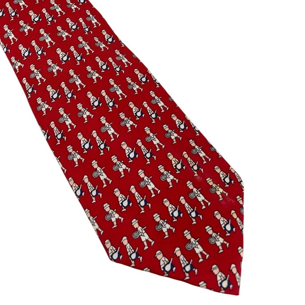 Alynn Neckwear Tennis Anyone Red Silk Novelty Tie Mens Sports‎ Racket Print